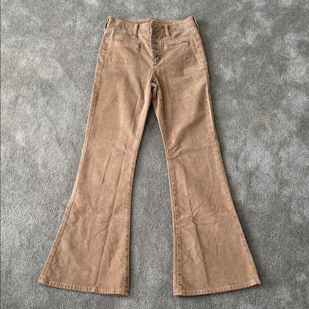 American Eagle Outfitters Button Up Tan Corduroy Wide Leg Pants